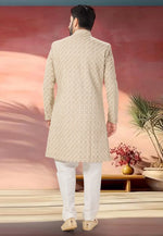 Load image into Gallery viewer, Beige Linen Indo Western Sherwani
