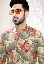 Load image into Gallery viewer, Beige Linen Indo Western Suit
