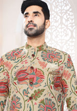 Load image into Gallery viewer, Beige Linen Indo Western Suit
