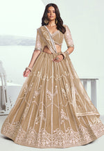 Load image into Gallery viewer, Beige Net Circular Lehenga Choli
