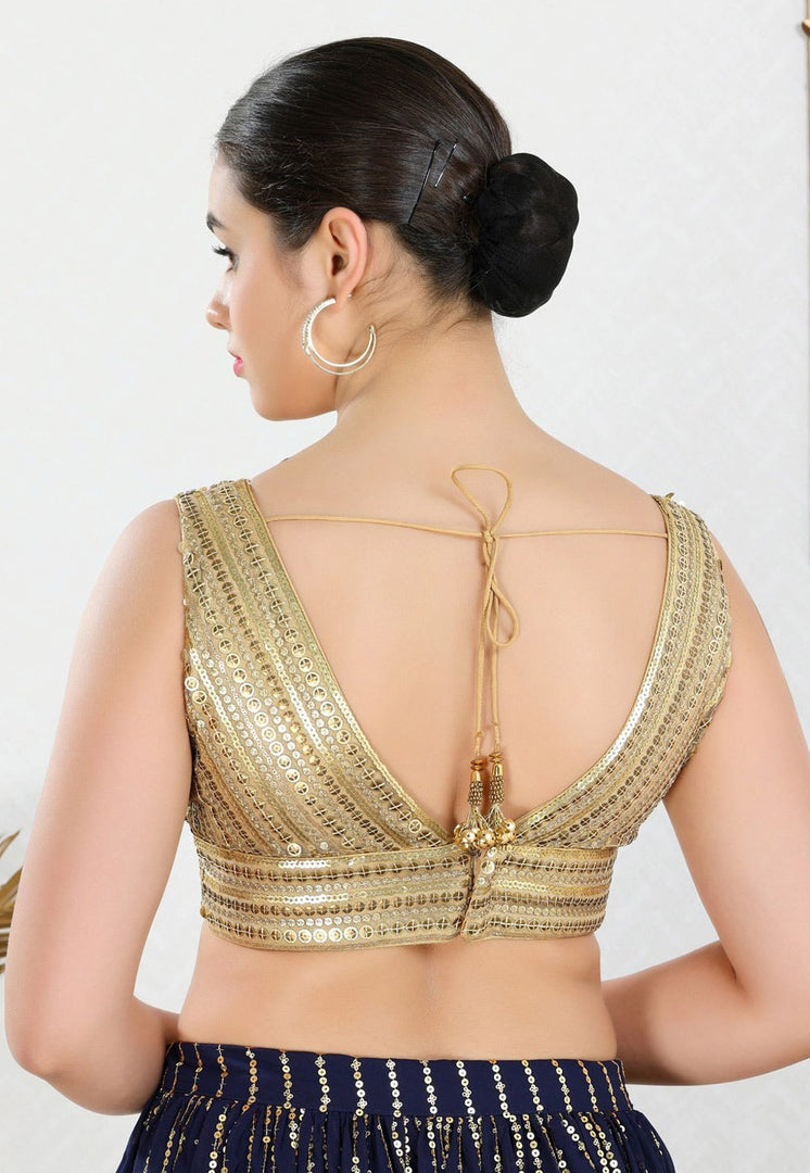 Beige Net Readymade Blouse