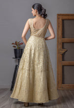 Load image into Gallery viewer, Beige Net Readymade Long Anarkali Suit
