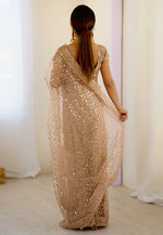 Load image into Gallery viewer, Beige Net Sequence Saree
