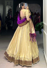 Load image into Gallery viewer, Beige Organza Circular Lehenga Choli
