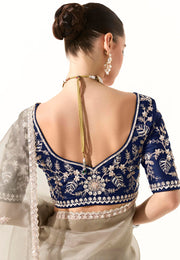 Beige Organza Saree With Blouse