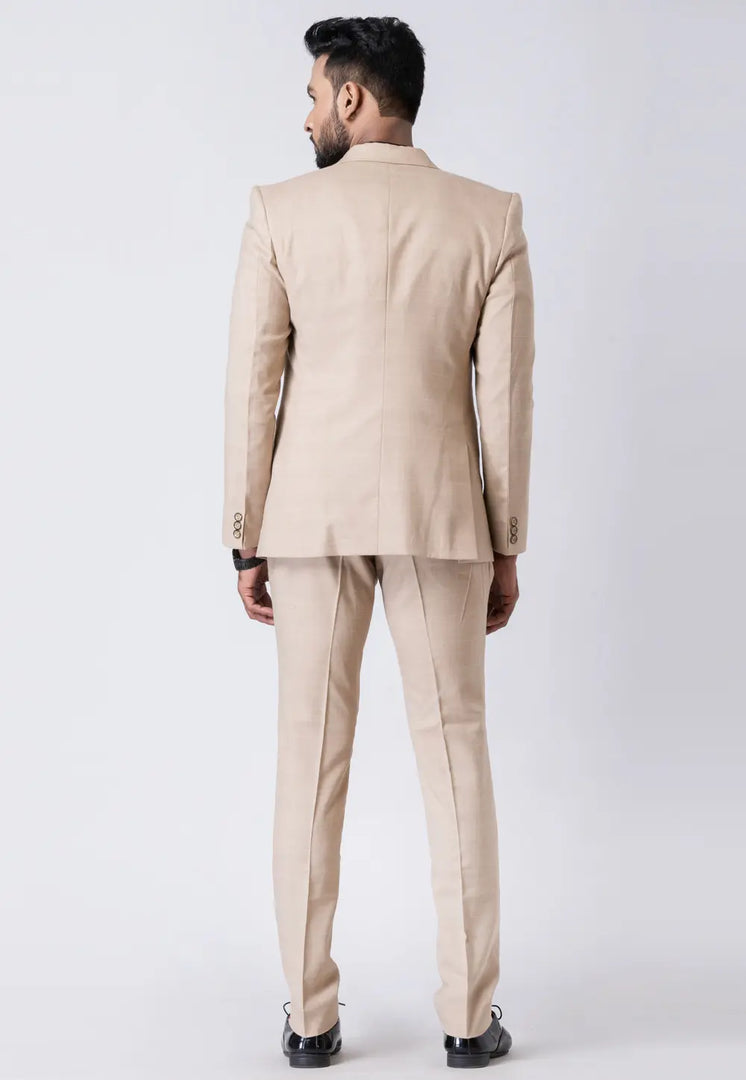 Beige Polyester Tuxedos Suit