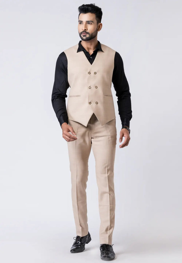 Beige Polyester Tuxedos Suit