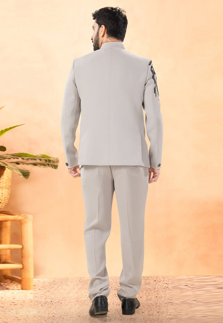 Beige Rayon Jodhpuri Suit