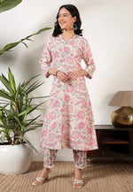 Load image into Gallery viewer, Beige Rayon Kurta Set With Pant
