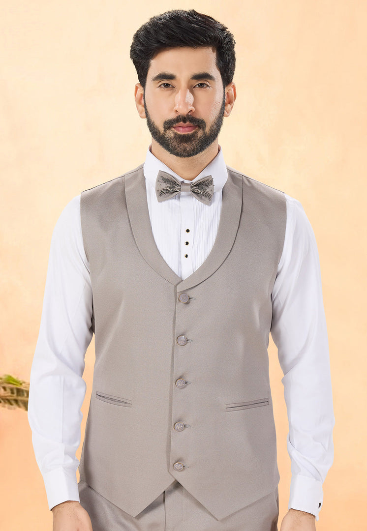 Beige Rayon Tuxedos Suit