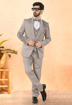 Load image into Gallery viewer, Beige Rayon Tuxedos Suit
