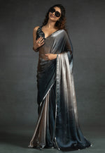 Load image into Gallery viewer, Beige Satin Silk Half N Half Saree
