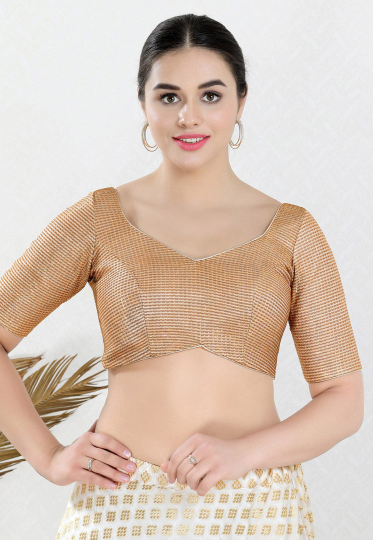 Beige Shimmer Readymade Blouse