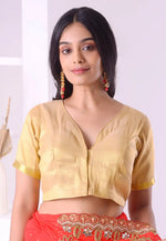 Load image into Gallery viewer, Beige Shimmer Readymade Blouse

