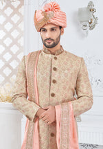 Load image into Gallery viewer, Beige Silk Achkan Style Sherwani
