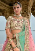 Load image into Gallery viewer, Beige Silk Bridal Lehenga Choli
