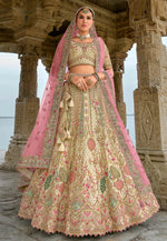 Load image into Gallery viewer, Beige Silk Bridal Lehenga Choli
