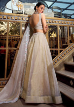 Load image into Gallery viewer, Beige Silk Circular Lehenga Choli
