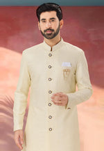 Load image into Gallery viewer, Beige Silk Indo Western Sherwani
