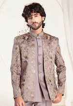 Load image into Gallery viewer, Beige Silk Indo Western Suit
