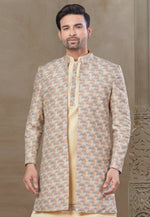 Load image into Gallery viewer, Beige Silk Indo Western Suit
