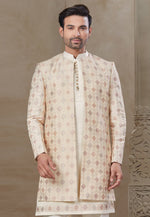 Load image into Gallery viewer, Beige Silk Indo Western Suit
