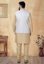 Load image into Gallery viewer, Beige Silk Kurta Pajama With Jacket
