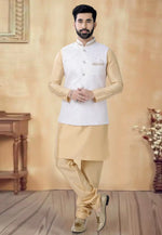 Load image into Gallery viewer, Beige Silk Kurta Pajama With Jacket
