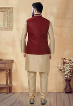 Load image into Gallery viewer, Beige Silk Kurta Pajama With Jacket
