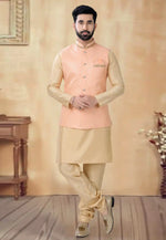Load image into Gallery viewer, Beige Silk Kurta Pajama With Jacket
