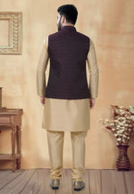 Load image into Gallery viewer, Beige Silk Kurta Pajama With Jacket
