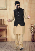Load image into Gallery viewer, Beige Silk Kurta Pajama With Jacket

