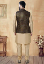 Load image into Gallery viewer, Beige Silk Kurta Pajama With Jacket
