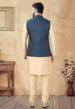 Load image into Gallery viewer, Beige Silk Kurta Pajama With Jacket
