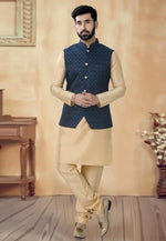 Load image into Gallery viewer, Beige Silk Kurta Pajama With Jacket
