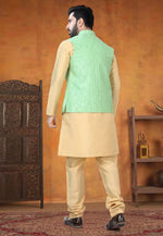 Load image into Gallery viewer, Beige Silk Kurta Pajama With Jacket
