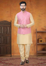 Load image into Gallery viewer, Beige Silk Kurta Pajama With Jacket
