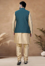 Load image into Gallery viewer, Beige Silk Kurta Pajama With Jacket
