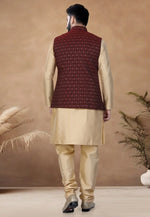 Load image into Gallery viewer, Beige Silk Kurta Pajama With Jacket
