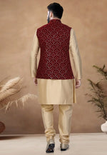 Load image into Gallery viewer, Beige Silk Kurta Pajama With Jacket
