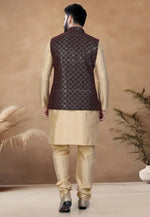 Load image into Gallery viewer, Beige Silk Kurta Pajama With Jacket
