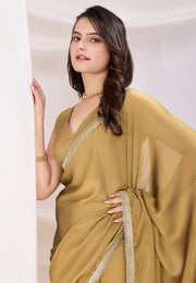 Beige Silk Lehenga Saree