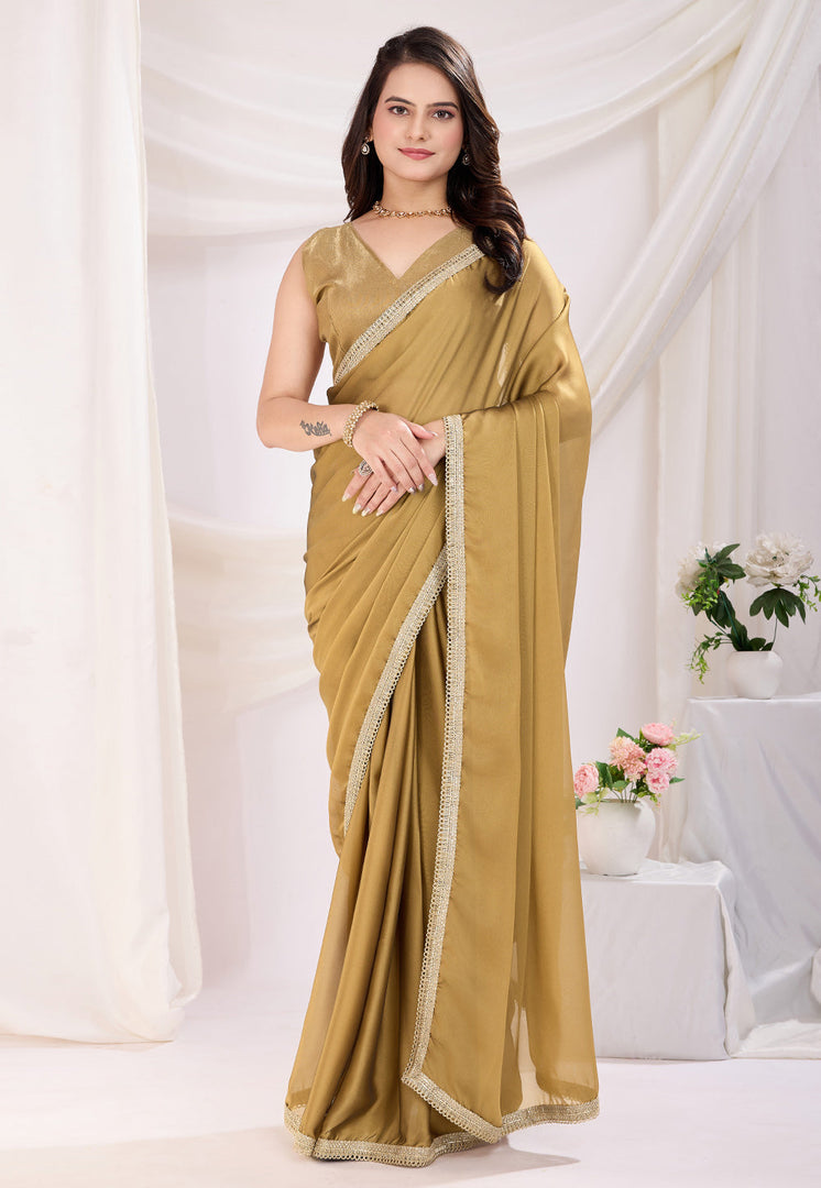 Beige Silk Lehenga Saree