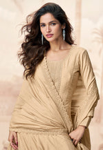 Load image into Gallery viewer, Beige Silk Long Anarkali Suit
