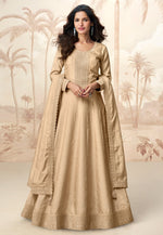 Load image into Gallery viewer, Beige Silk Long Anarkali Suit
