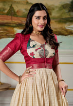 Load image into Gallery viewer, Beige Silk Printed Gown

