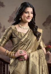 Beige Silk Saree With Blouse