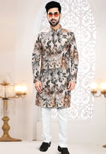 Load image into Gallery viewer, Beige Velvet Indo Western Suit
