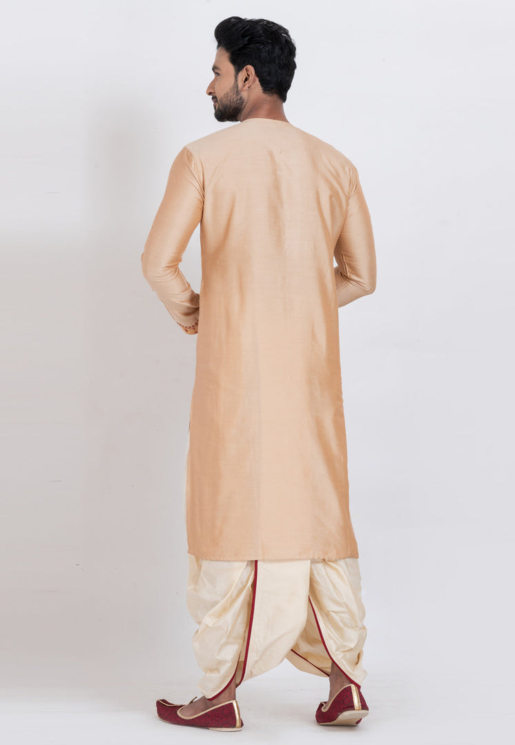 Beige Viscose Dhoti Kurta