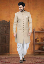 Load image into Gallery viewer, Beige Viscose Indo Western Suit
